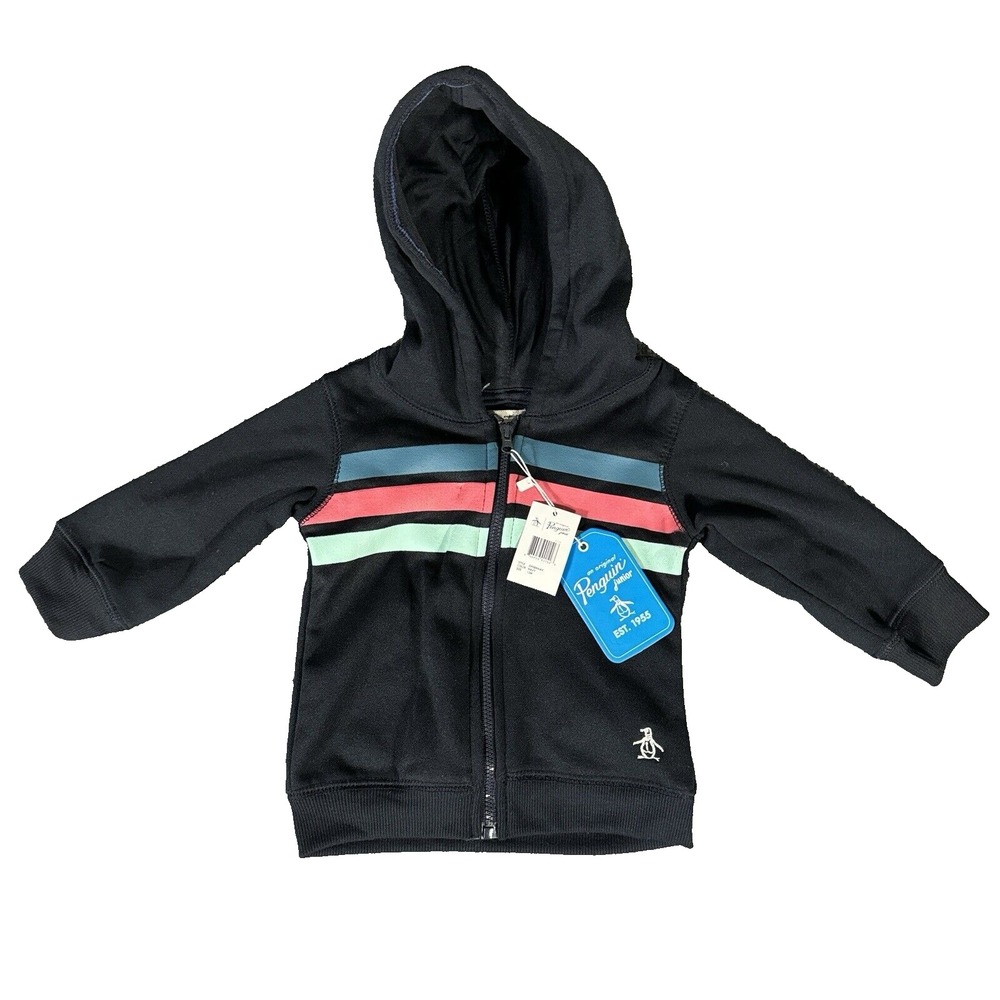 Penguin Sweater 12 Month Boys Jacket Hoodie Blue Full Zip‎